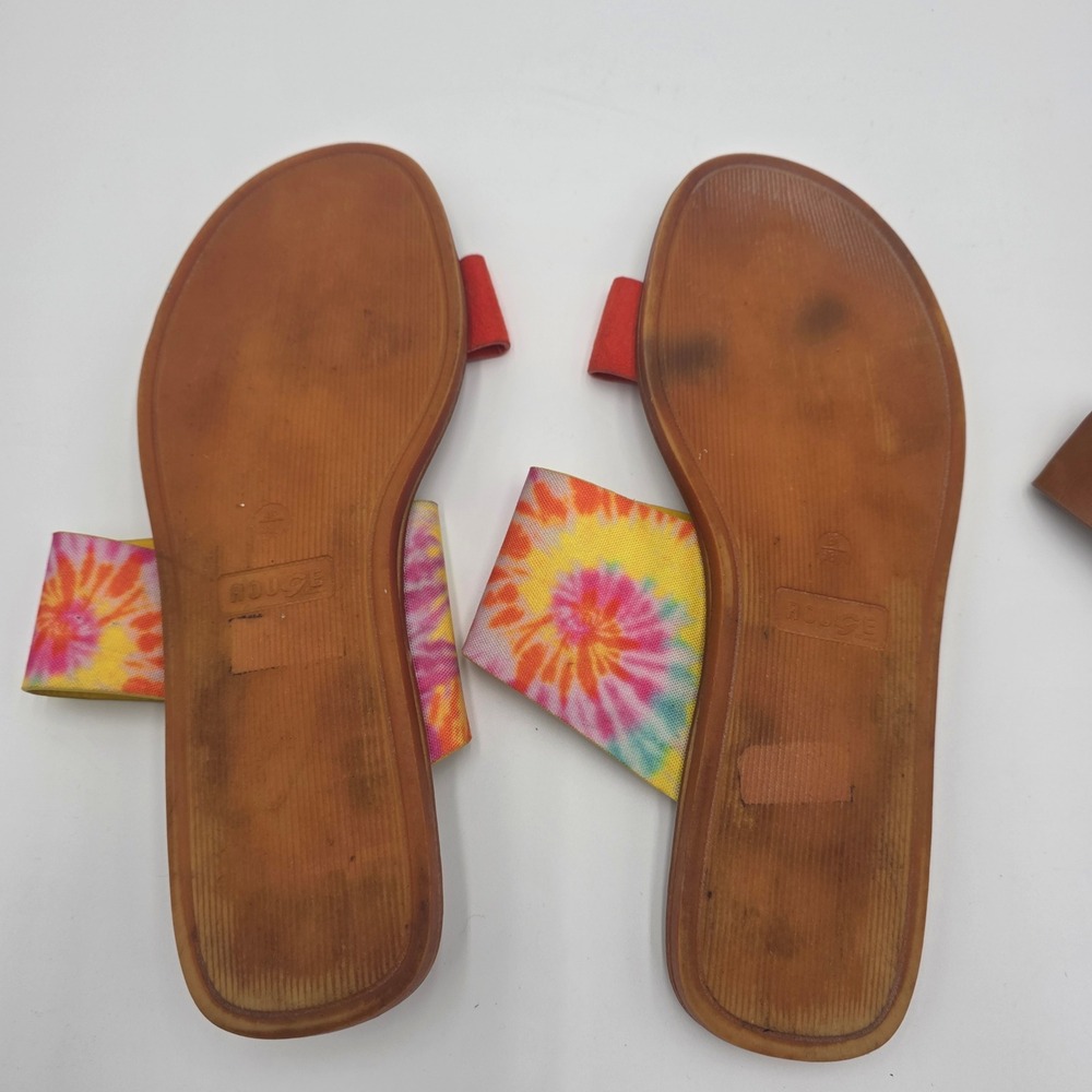 Rouge Helium Women's Flat Slide Sandals Bundle Brown Tie Dye Red Size 8.5 9 - Picture 9 of 12